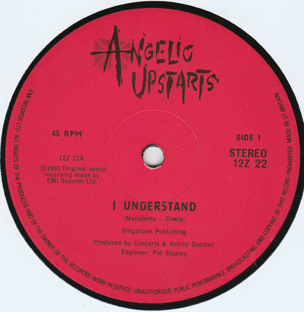 Angelic Upstarts : I Understand (12", Single)