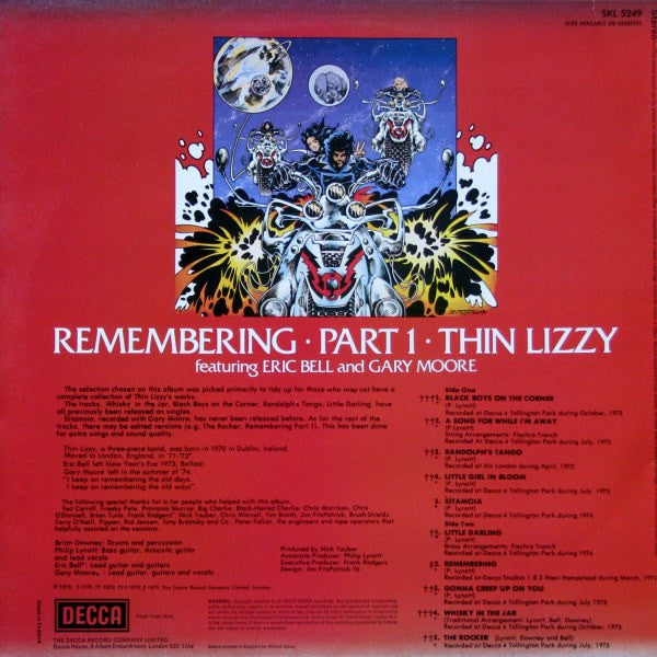Thin Lizzy Featuring Eric Bell (2) And Gary Moore : Remembering Part 1 (LP, Comp)