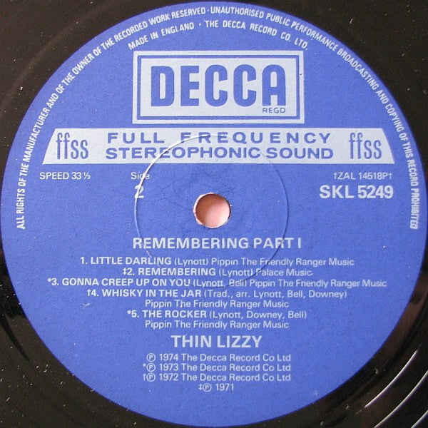 Thin Lizzy Featuring Eric Bell (2) And Gary Moore : Remembering Part 1 (LP, Comp)