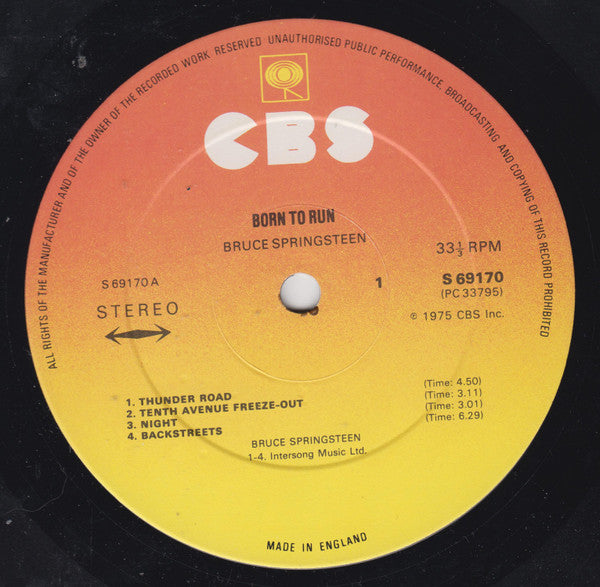 Bruce Springsteen : Born To Run (LP, Album, Gat)