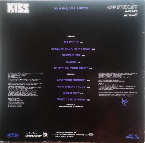Kiss, Ace Frehley : Ace Frehley (LP, Album, RE)