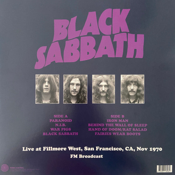 Black Sabbath : Live at Fillmore West, San Francisco, CA, Nov 1970 (LP, Unofficial, pur)