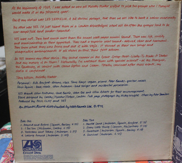 Yes : Yes (LP, Album, RE, Gat)
