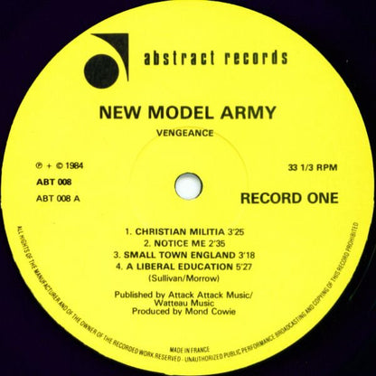 New Model Army : Vengeance (LP, Album, RP, Yel)