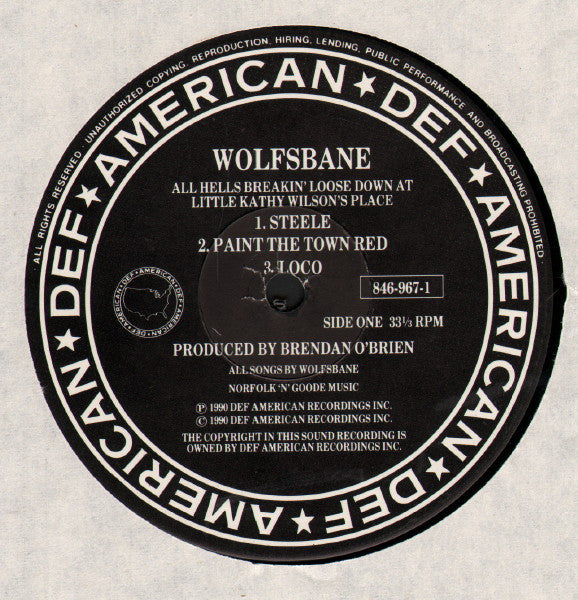 Wolfsbane : All Hell's Breaking Loose Down At Little Kathy Wilson's Place! (LP, MiniAlbum)