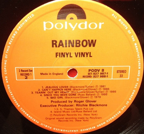 Rainbow : Finyl Vinyl (2xLP, Comp, Ltd)