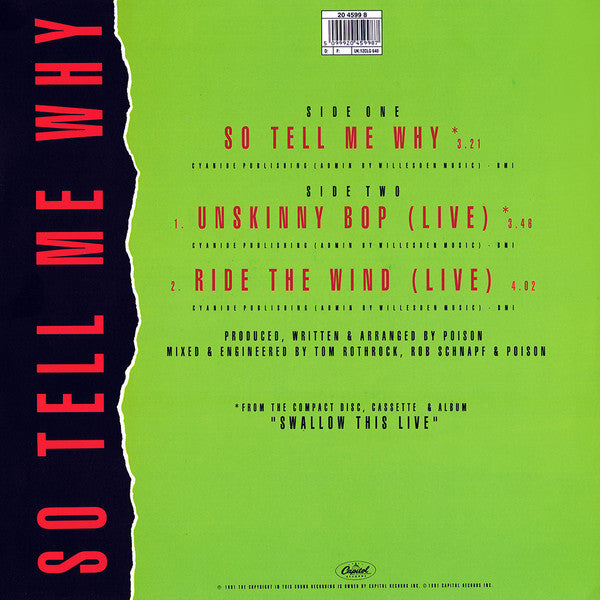 Poison (3) : So Tell Me Why (12", Red)