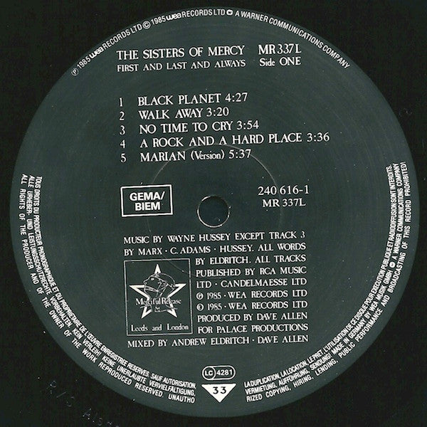 The Sisters Of Mercy : First And Last And Always (LP, Album, Bar)