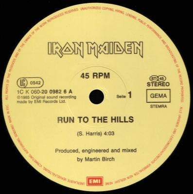 Iron Maiden : Run To The Hills (12", Maxi)