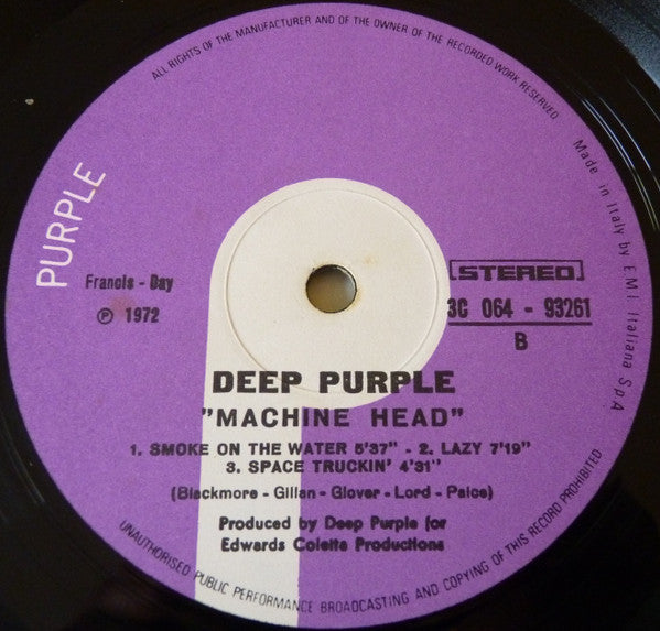 Deep Purple : Machine Head (LP, Album, Gat)