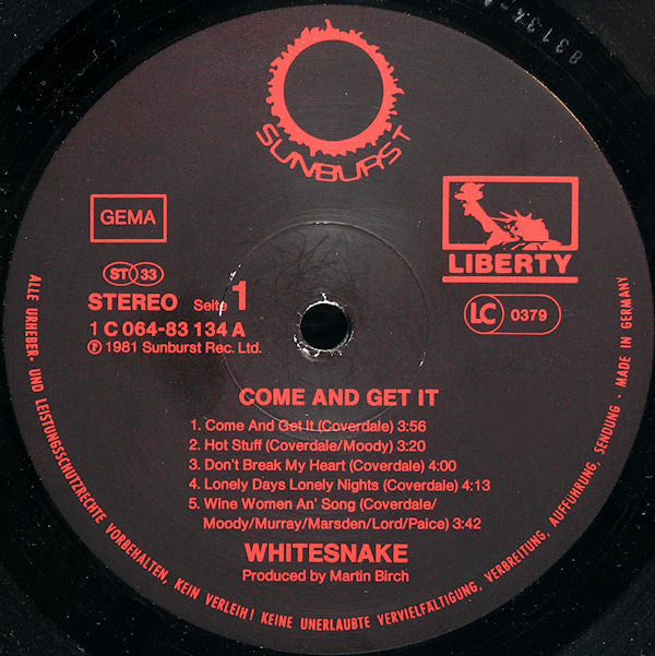 Whitesnake : Come An' Get It (LP, Album)
