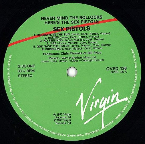 Sex Pistols : Never Mind The Bollocks Here's The Sex Pistols (LP, Album, RE)