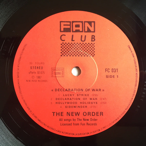 The New Order (3) : Declaration Of War (LP, Album, RE)