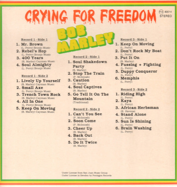 Bob Marley : Crying For Freedom (3xLP, Comp + Box)