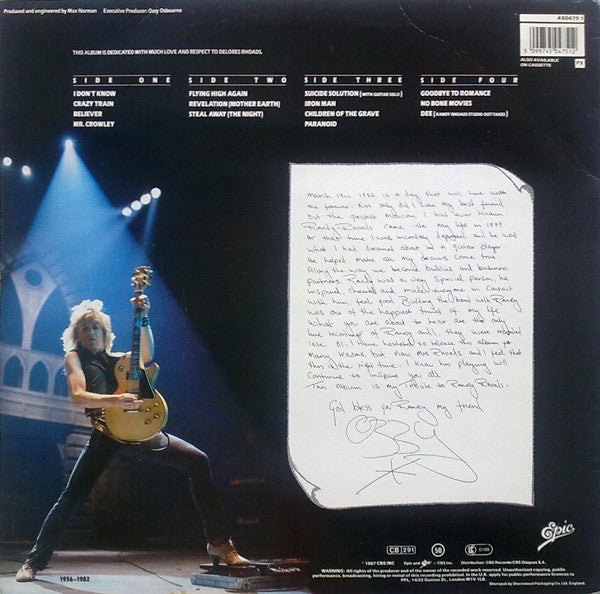 Ozzy Osbourne / Randy Rhoads : Tribute (2xLP, Album)