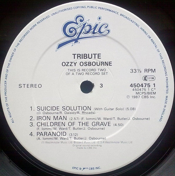 Ozzy Osbourne / Randy Rhoads : Tribute (2xLP, Album)