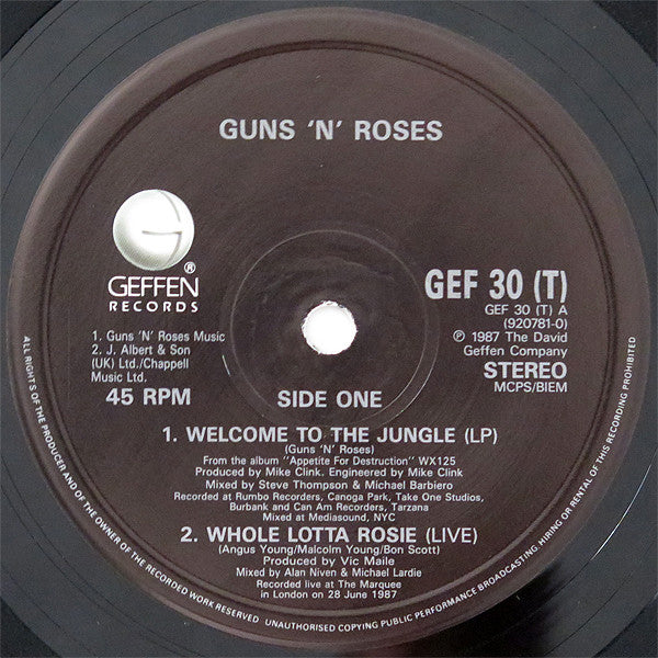 Guns N' Roses : Welcome To The Jungle (12", Single)