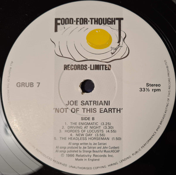 Joe Satriani : Not Of This Earth (LP, Album)