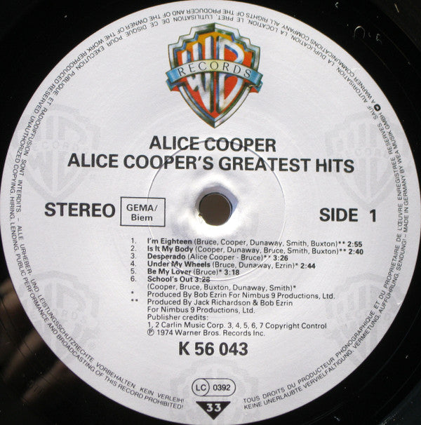 Alice Cooper : Alice Cooper's Greatest Hits (LP, Comp)