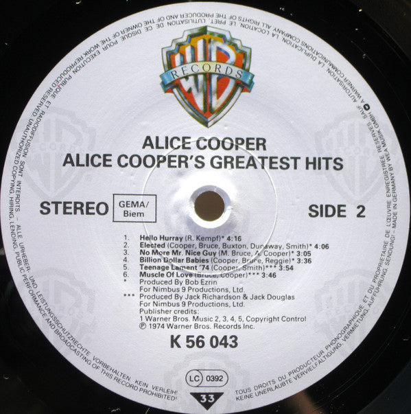 Alice Cooper : Alice Cooper's Greatest Hits (LP, Comp)