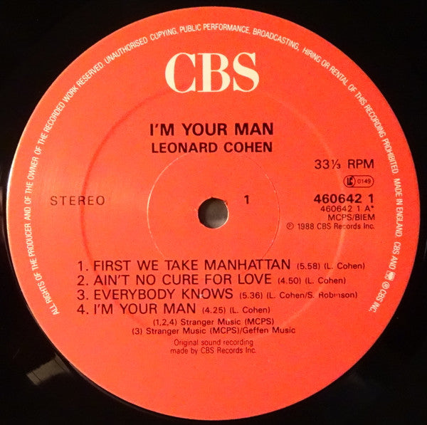 Leonard Cohen : I'm Your Man (LP, Album)