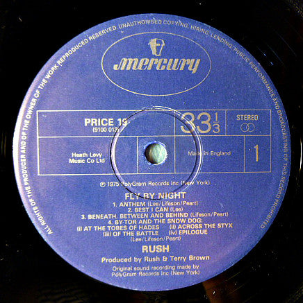 Rush : Fly By Night (LP, Album, RE)