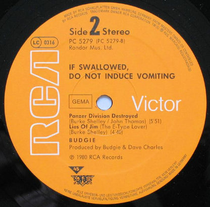 Budgie : If Swallowed, Do Not Induce Vomiting (12", EP)