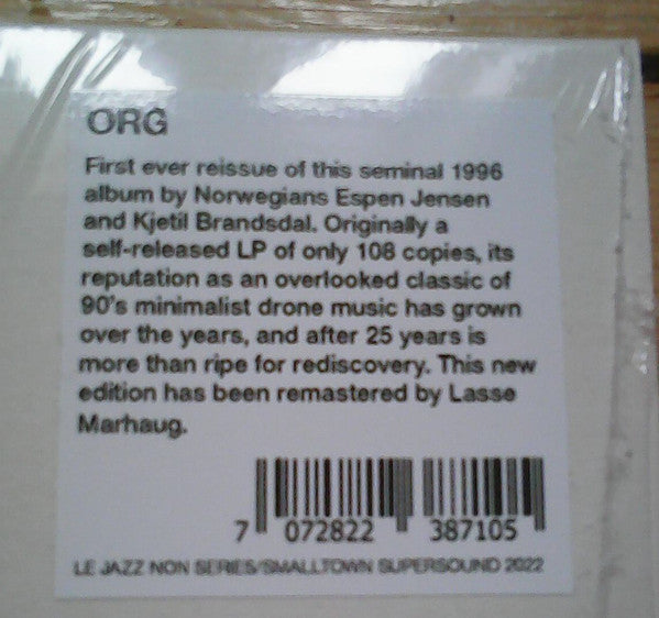 Jensen* / Brandsdal* : Org (LP, Album, Ltd, RE, RM, S/Edition)