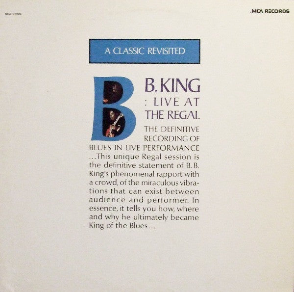B.B. King : Live At The Regal (LP, Album, RE)