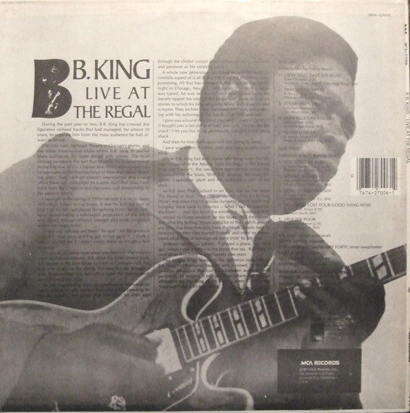 B.B. King : Live At The Regal (LP, Album, RE)