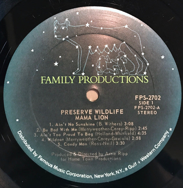 Mama Lion : Preserve Wildlife (LP, Album, Gat)