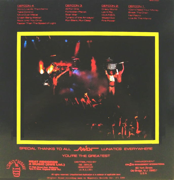 Raven (6) : Live At The Inferno (2xLP, Album, Gat)