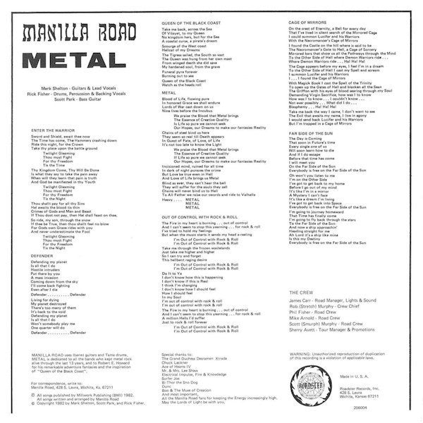 Manilla Road : Metal (LP, Album)
