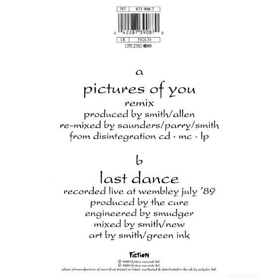 The Cure : Pictures Of You (7", Single, Lar)