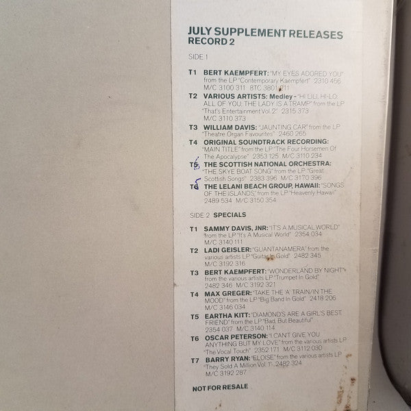 Various : July Supplement Releases - Record 2 (LP, Comp, Smplr, W/Lbl)