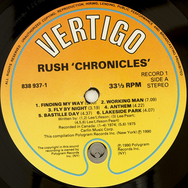 Rush : Chronicles (3xLP, Comp)