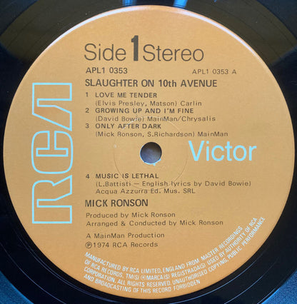 Mick Ronson : Slaughter On 10th Avenue (LP, Album, A4 )