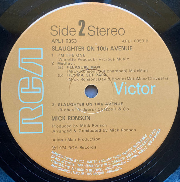 Mick Ronson : Slaughter On 10th Avenue (LP, Album, A4 )
