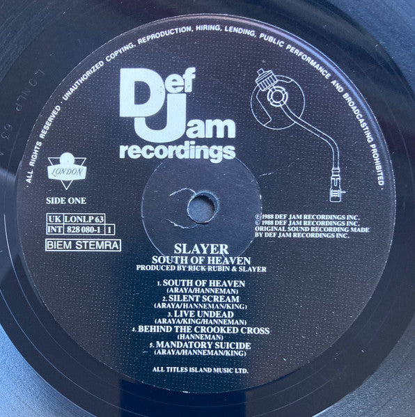 Slayer : South Of Heaven (LP, Album)