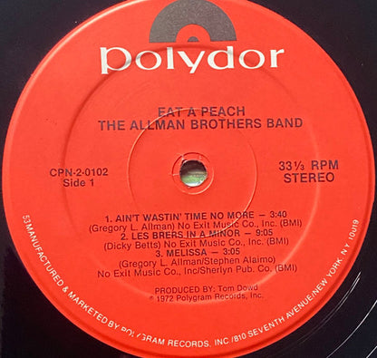 The Allman Brothers Band : Eat A Peach (2xLP, Album, RE)