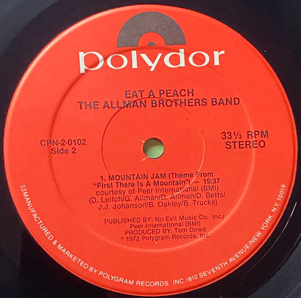 The Allman Brothers Band : Eat A Peach (2xLP, Album, RE)