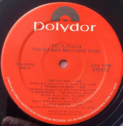 The Allman Brothers Band : Eat A Peach (2xLP, Album, RE)