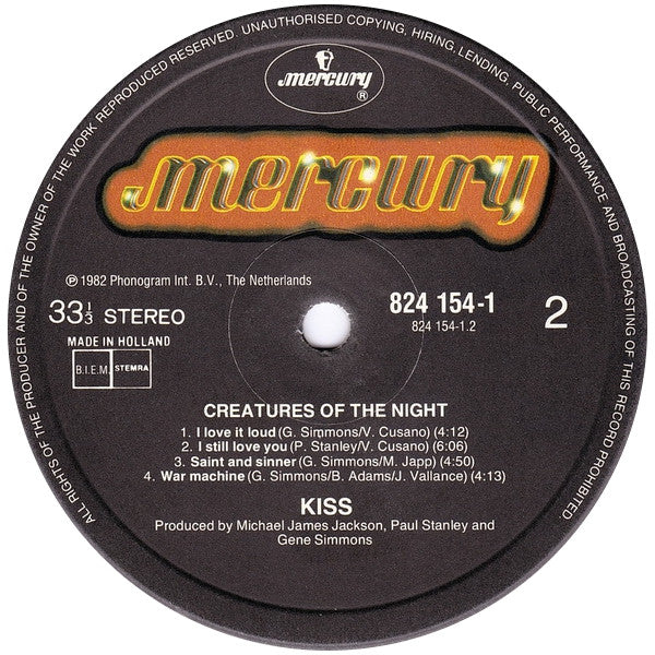 Kiss : Creatures Of The Night (LP, Album, RE)