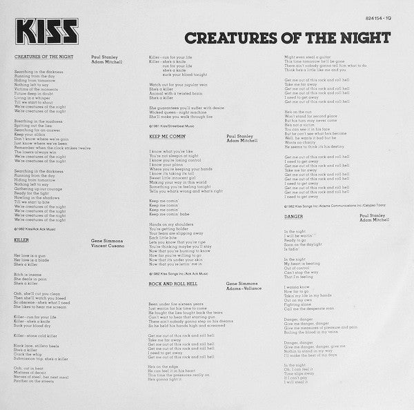 Kiss : Creatures Of The Night (LP, Album, RE)