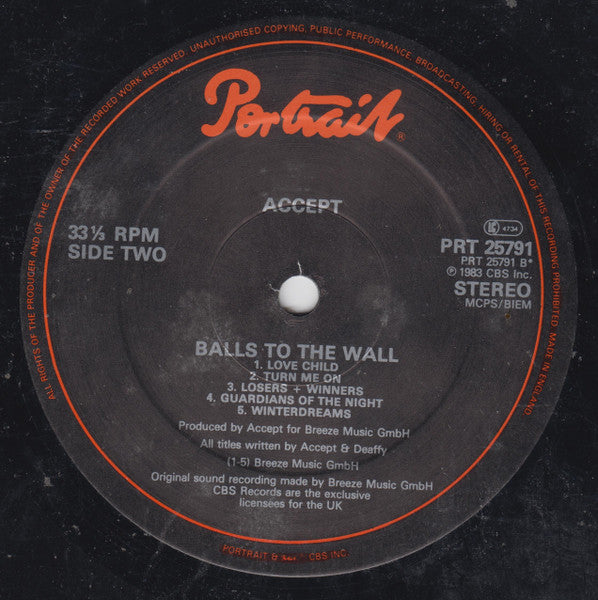 Accept : Balls To The Wall (LP, Album)