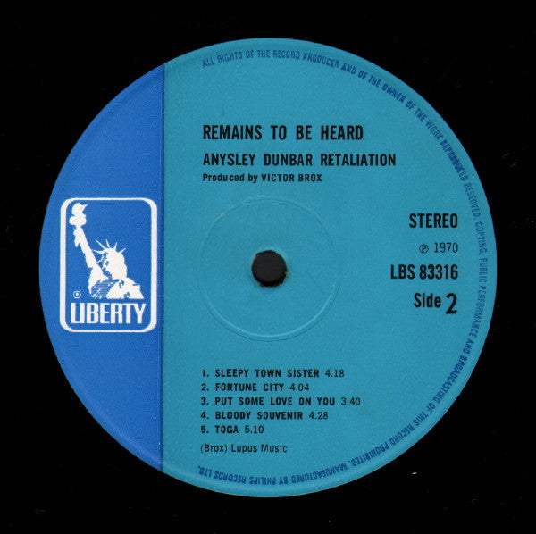 The Aynsley Dunbar Retaliation : Remains To Be Heard (LP, Album)