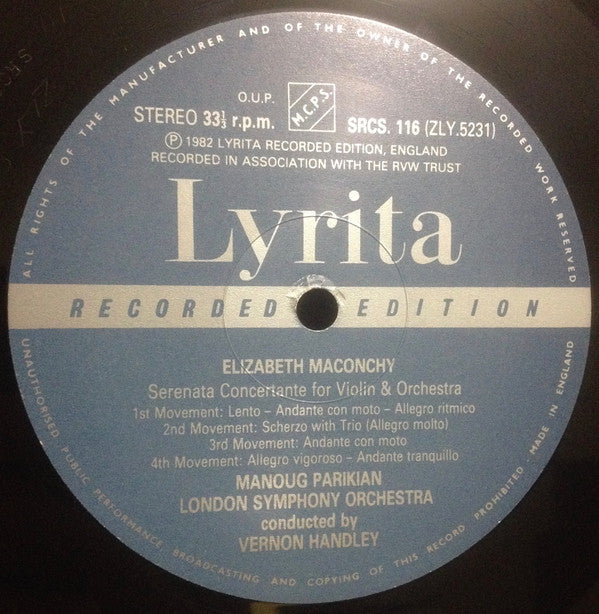 Elizabeth Maconchy : Serenata Concertante / Symphony For Double String Orchestra (LP, Album)