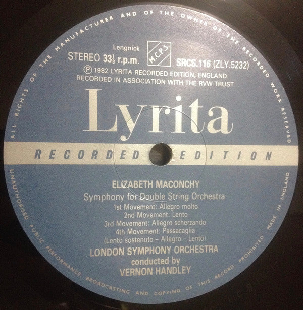 Elizabeth Maconchy : Serenata Concertante / Symphony For Double String Orchestra (LP, Album)