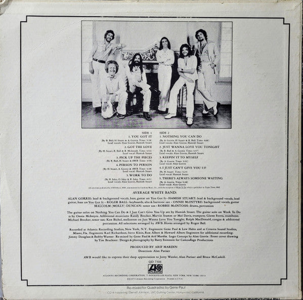 Average White Band : AWB (LP, Album, Quad, RE)