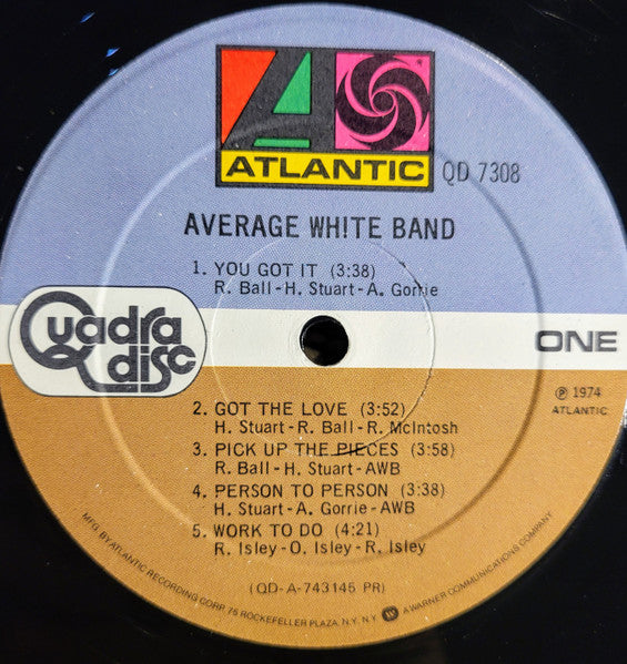 Average White Band : AWB (LP, Album, Quad, RE)